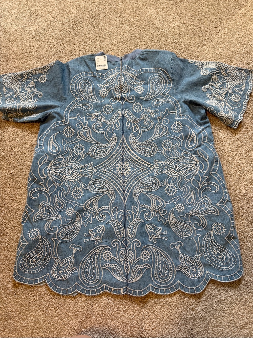 Free People Harlow Embroidered Denim Mini Dress NWT SIZE S - Picture 5 of 5